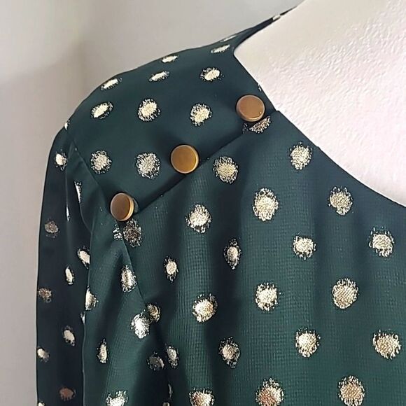 Gianni Bini Dark Green Dress with Sparkly Gold Dots, Size Medium - Picture 5 of 12